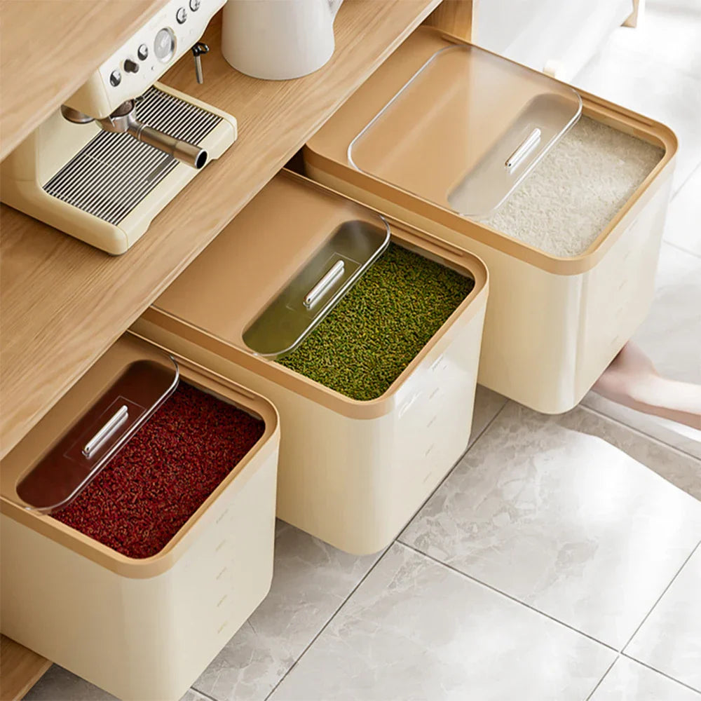 10KG Storage Container – Sealed Cereal, Pet Food, Rice, or Flour Dispenser with Buckle