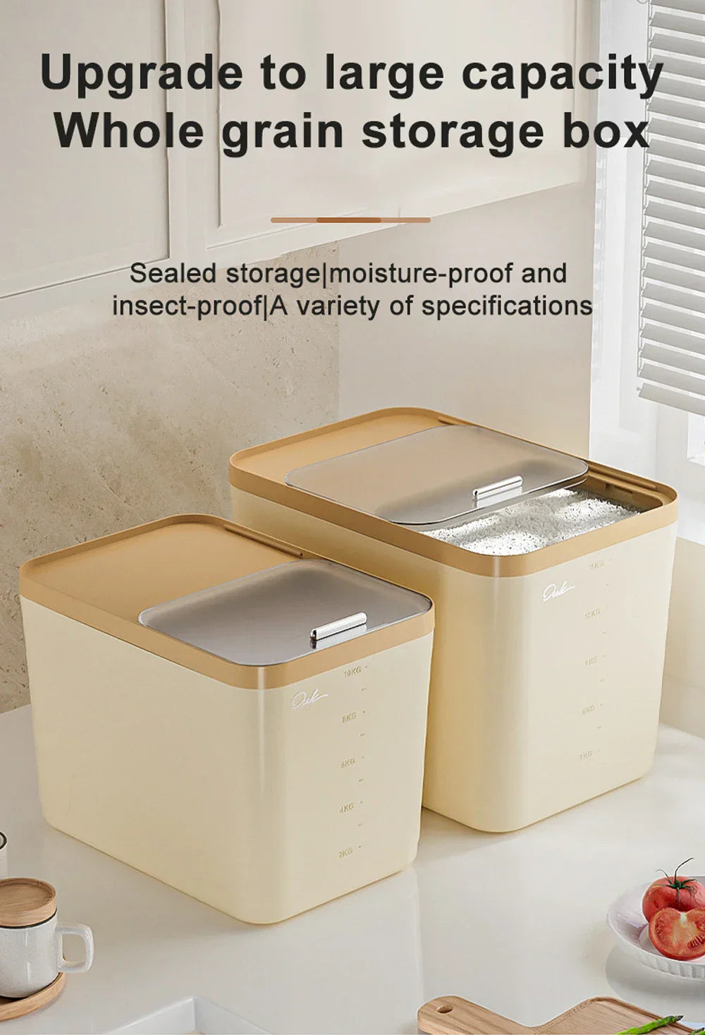 10KG Storage Container – Sealed Cereal, Pet Food, Rice, or Flour Dispenser with Buckle
