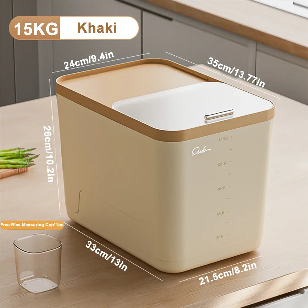 10KG Storage Container – Sealed Cereal, Pet Food, Rice, or Flour Dispenser with Buckle