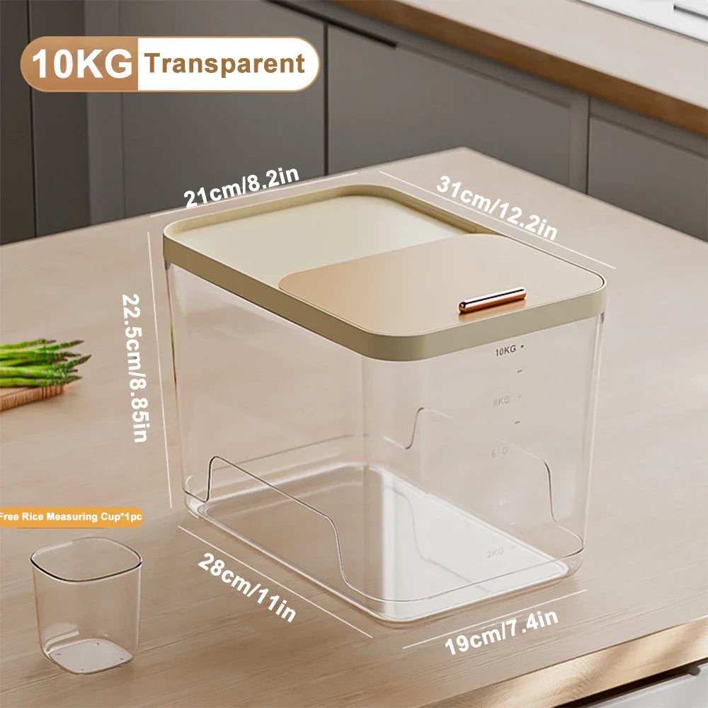 10KG Storage Container – Sealed Cereal, Pet Food, Rice, or Flour Dispenser with Buckle