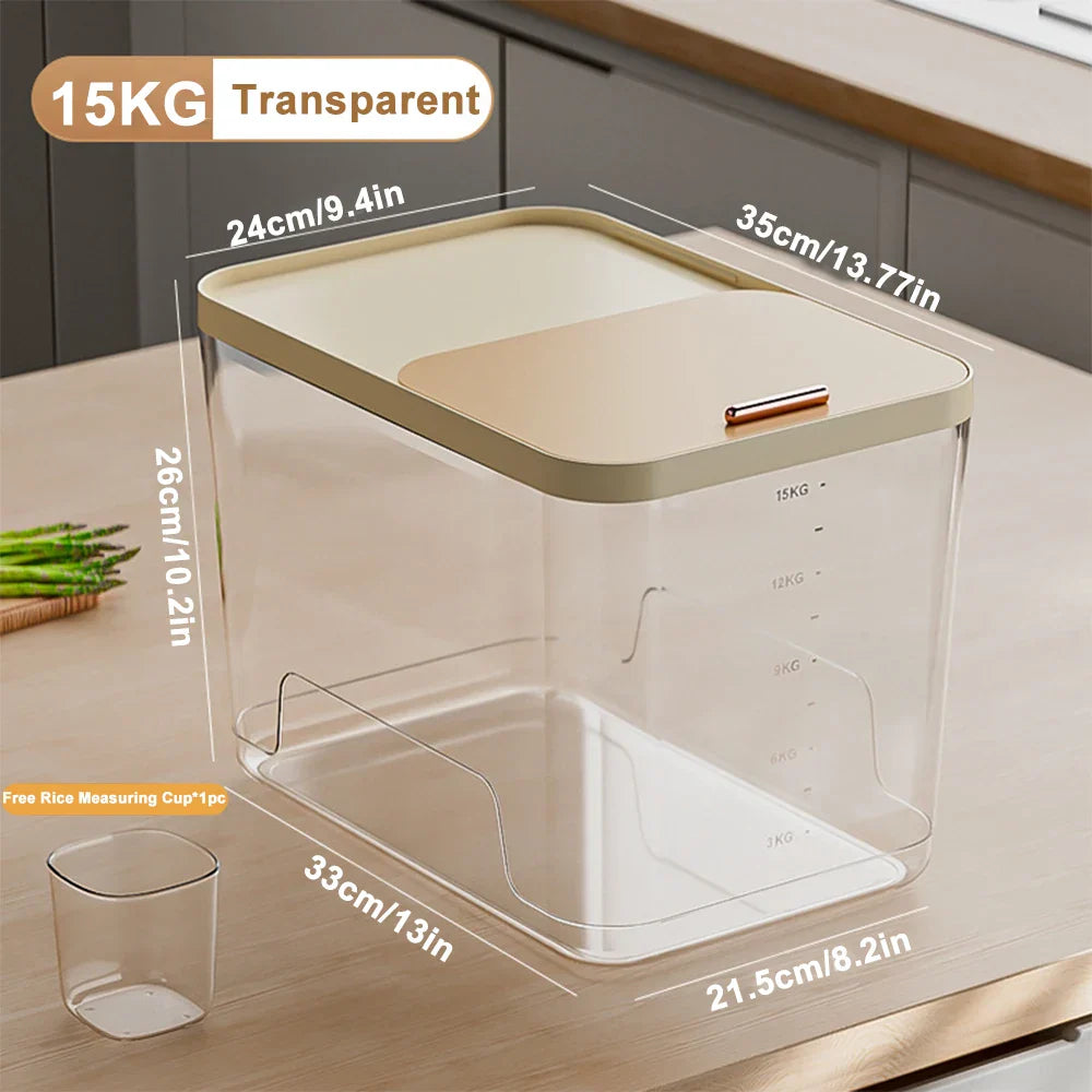 10KG Storage Container – Sealed Cereal, Pet Food, Rice, or Flour Dispenser with Buckle